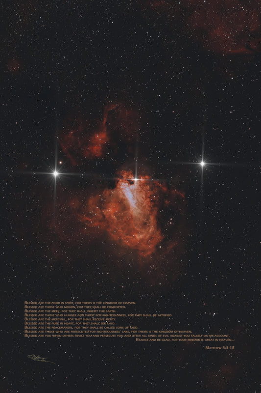 Omega Nebula - M17 with Beatitudes - 16"x24" Poster Medium
