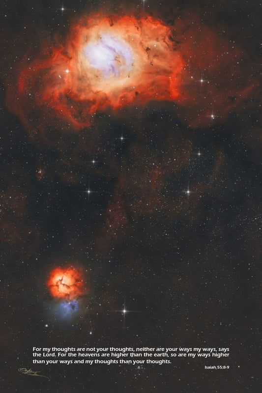 Lagoon and Trifid Nebulae M8-M20 - 16"x24" Poster - Where God Guides